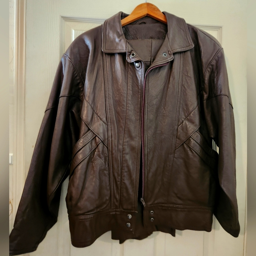Vintage Dark brown Leather coat and pants set.